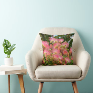 Beautiful Albizia tree in flowers Cushion
