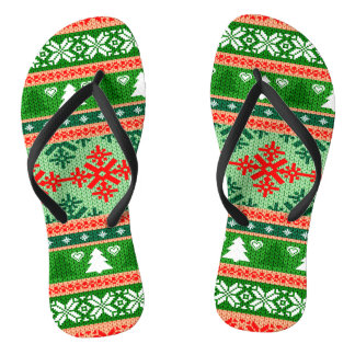 Beautiful All-Over Print Christmas Knit Wallpaper Thongs