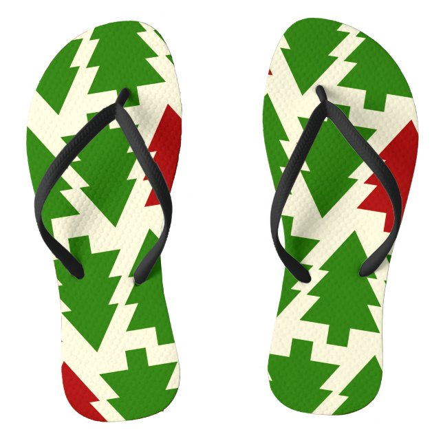 Beautiful All-Over Print Christmas Tree Wallpaper Thongs (Footbed)