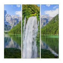 Beautiful Alpine Lake Mountain Peak Waterfall