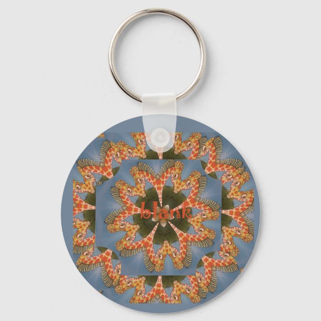 Beautiful amazing African colourful Giraffe blank Key Ring (Front)