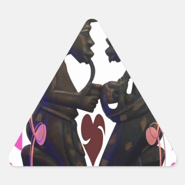 Beautiful  Amazing African Couple: A Romantic Art Triangle Sticker (Front)