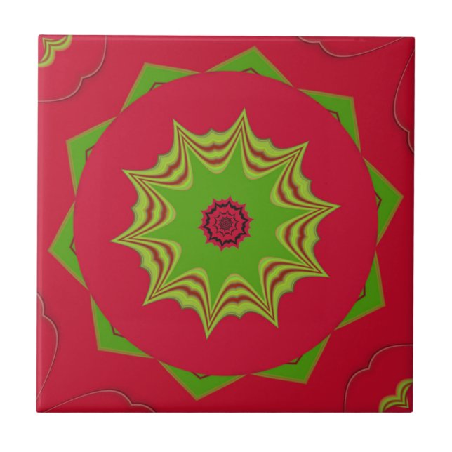 Beautiful amazing  African ethnic tribal red  Art Ceramic Tile (Front)