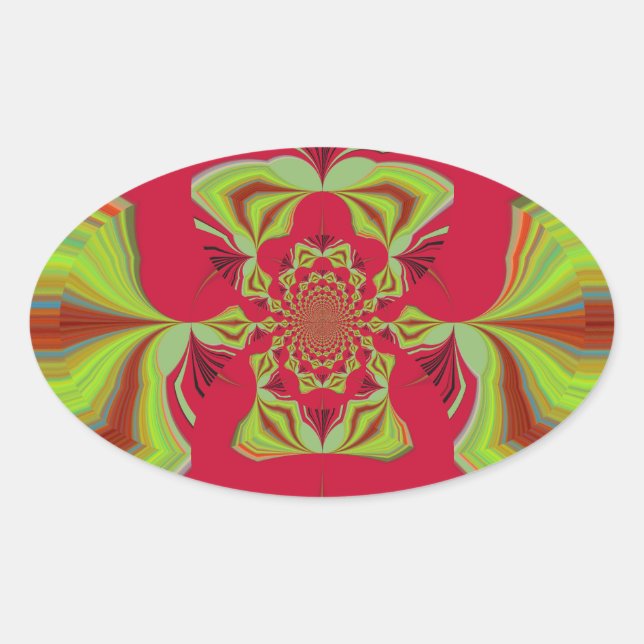 Beautiful Amazing African Red yellow Motif Pattern Oval Sticker (Front)