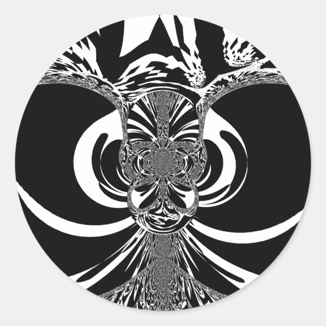  Beautiful amazing African white black Print art Classic Round Sticker (Front)