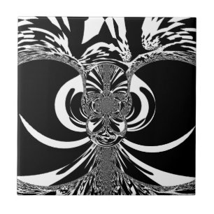 Beautiful amazing African white black Print art Tile