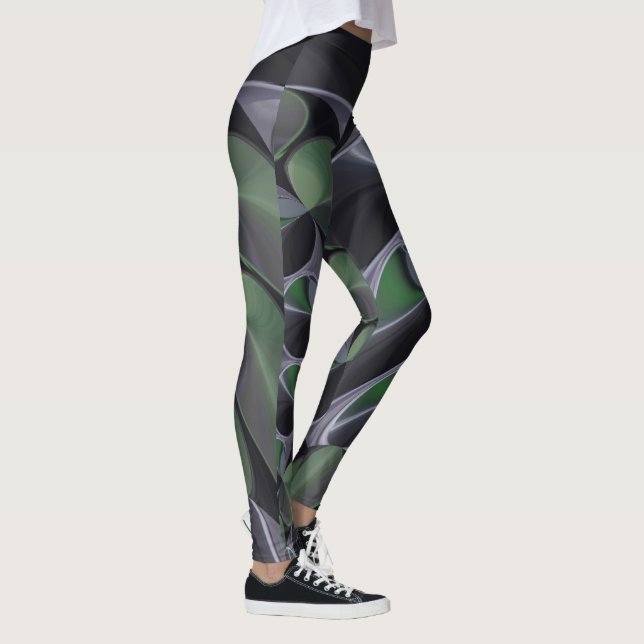Beautiful Amazing Ash Green Aurora Kaleidoscope  Leggings (Right)