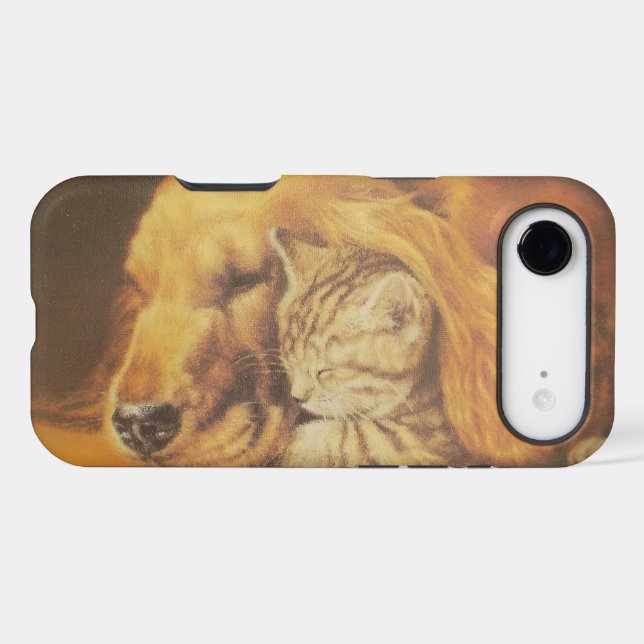 Beautiful Amazing Cat and Dog Cuddling Art Print (Back (Horizontal))
