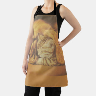 Beautiful Amazing Cat and Dog Cuddling Art Print Apron