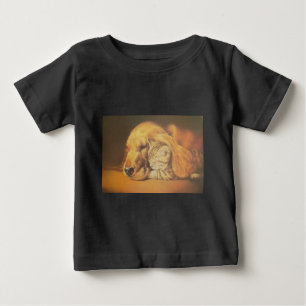 Beautiful Amazing Cat and Dog Cuddling Art Print Baby T-Shirt