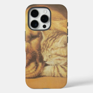 Beautiful Amazing Cat and Dog Cuddling Art Print iPhone 16 Pro Case
