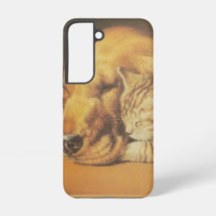 Beautiful Amazing Cat and Dog Cuddling Art Print Samsung Galaxy Case