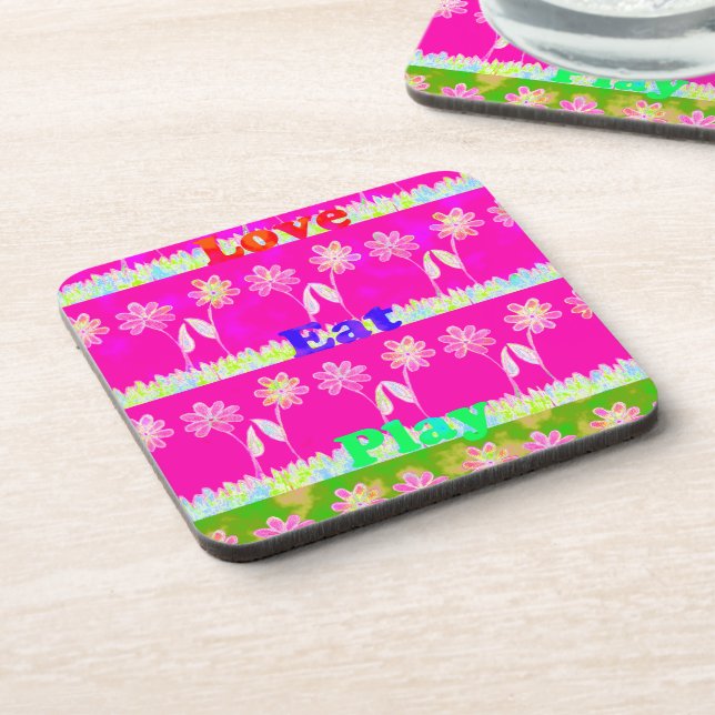 Beautiful amazing colourful Flora text quote desig Coaster (Left Side)