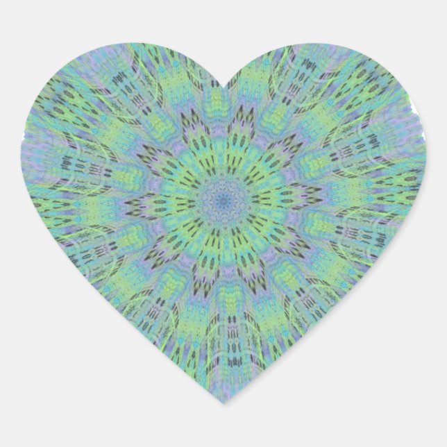 Beautiful Amazing Cool Green Floral pattern design Heart Sticker (Front)