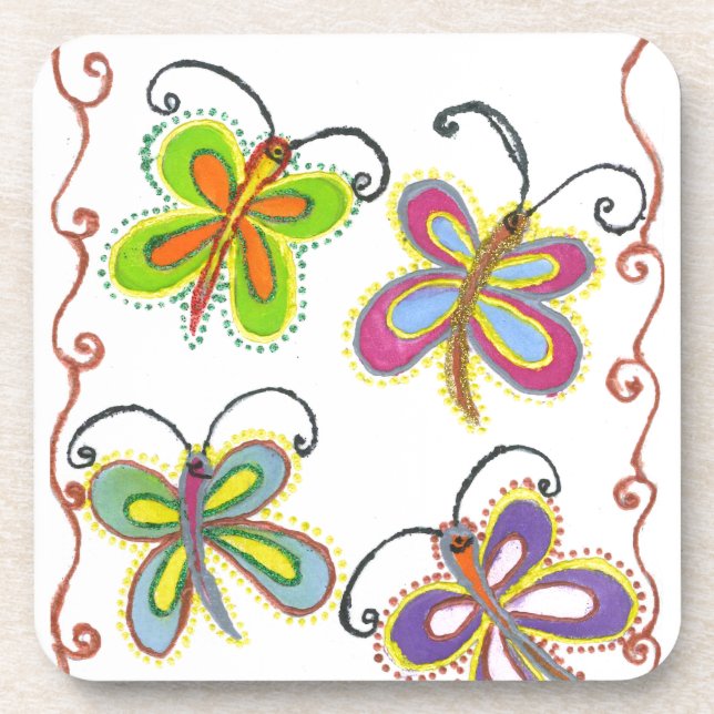 Beautiful amazing Cute Butterfly Art: Perfect Gift Coaster (Front)