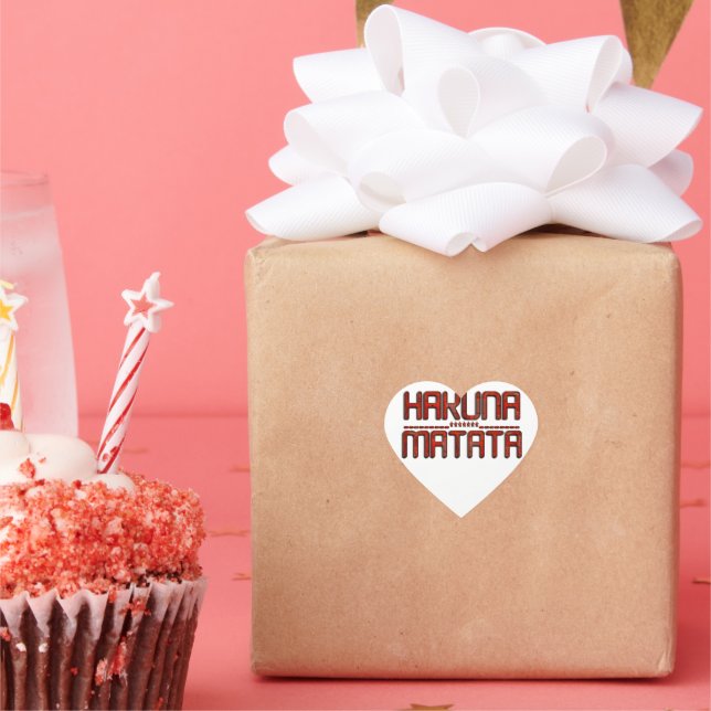 Beautiful Amazing Embossed Red Hakuna Matata Text  Heart Sticker (Party)