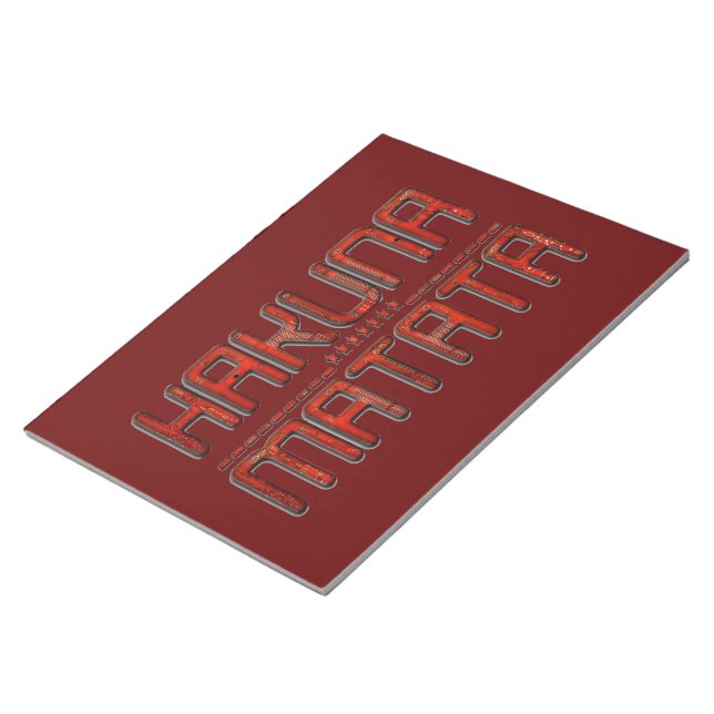 Beautiful Amazing Embossed Red Hakuna Matata Text  Notepad (Angled)