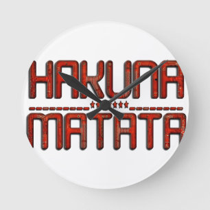 Beautiful Amazing Embossed Red Hakuna Matata Text  Round Clock