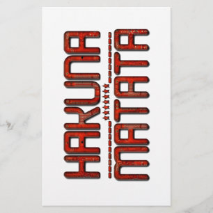 Beautiful Amazing Embossed Red Hakuna Matata Text  Stationery