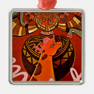 Beautiful Amazing Giraffe  love safari animals  Metal Ornament