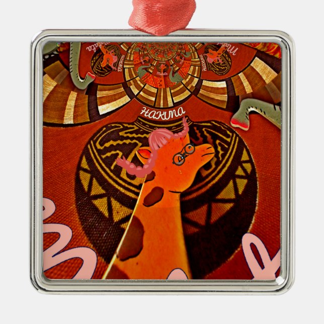 Beautiful Amazing Giraffe  love safari animals  Metal Ornament (Front)