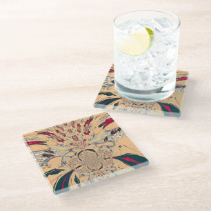 Beautiful amazing highest quality print design art glass coaster