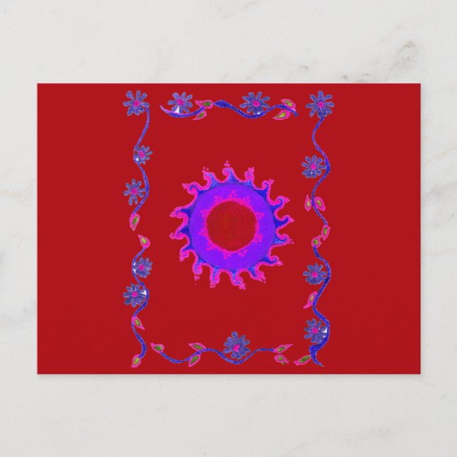 Beautiful Amazing Indian Motif Mehndi Maroon Art.  Postcard (Front)