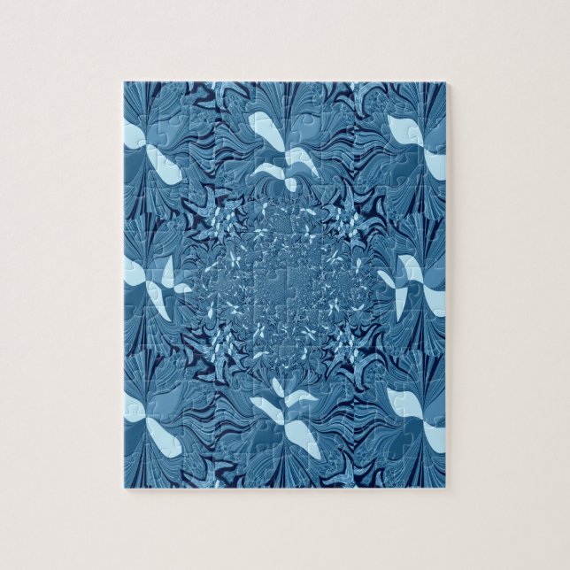 Beautiful Amazing Iridescent Blue Kaleidoscope Art Jigsaw Puzzle (Vertical)
