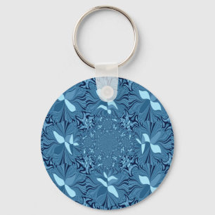 Beautiful Amazing Iridescent Blue Kaleidoscope Art Key Ring
