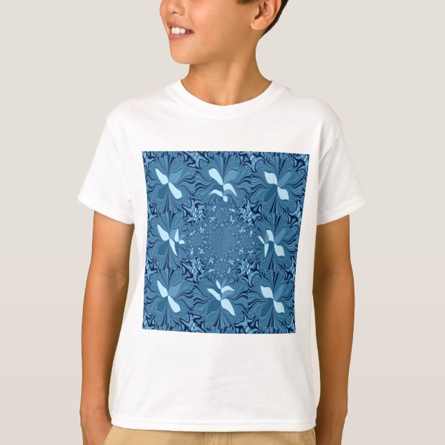 Beautiful Amazing Iridescent Blue Kaleidoscope Art T-Shirt (Front)