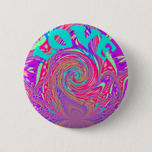 Beautiful Amazing Love Whirl Text Art Print Design 6 Cm Round Badge (Front)