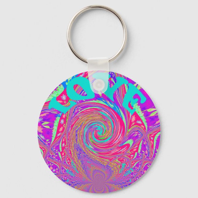 Beautiful Amazing Love Whirl Text Art Print Design Key Ring (Front)