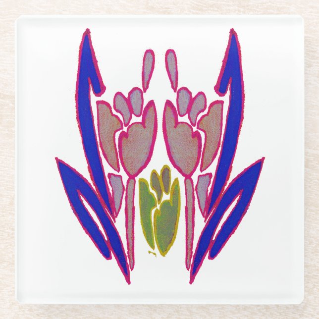 Beautiful Amazing Lovely  Blue & Purple Red Rose  Glass Coaster (Front)