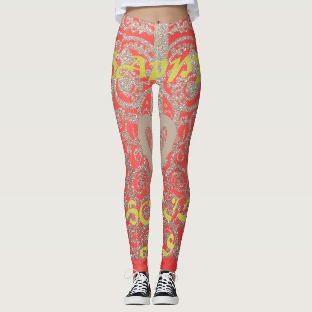 Beautiful amazing Lovely Glitter design pattern Leggings (Front)