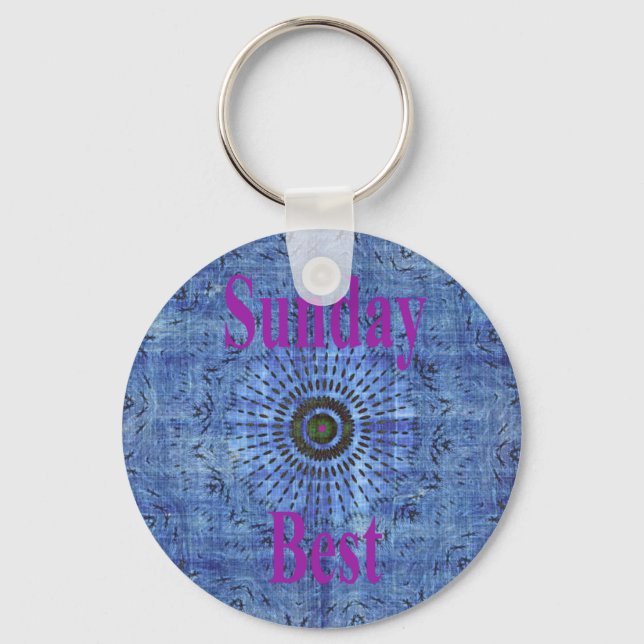 Beautiful Amazing Modern Denim Design: Sunday Best Key Ring (Front)