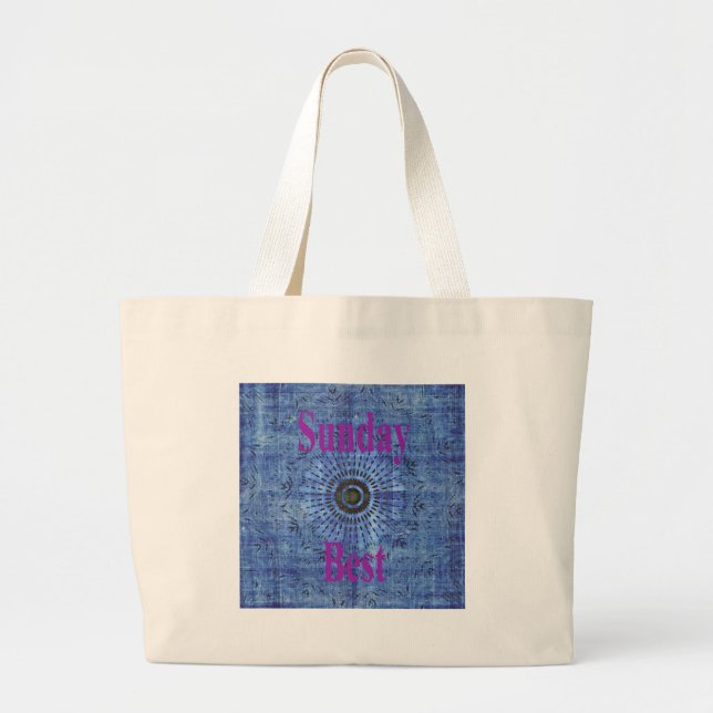 Beautiful Amazing Modern Denim Design: Sunday Best Large Tote Bag (Front)