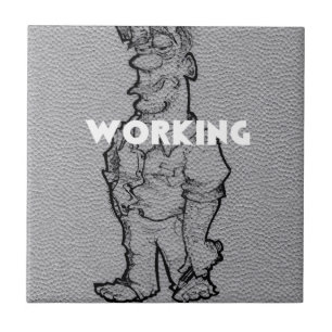 Beautiful Amazing Pencil Sketch: Working Overtime Ceramic Tile