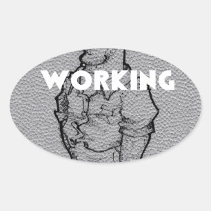 Beautiful Amazing  Pencil Sketch: Working Overtime Oval Sticker