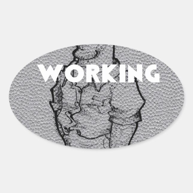 Beautiful Amazing  Pencil Sketch: Working Overtime Oval Sticker (Front)