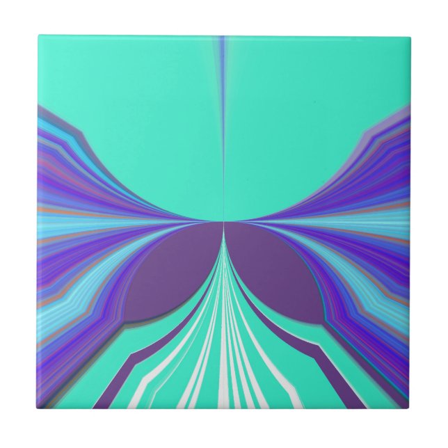 Beautiful amazing Purple Cyan motif Pattern Design Ceramic Tile (Front)