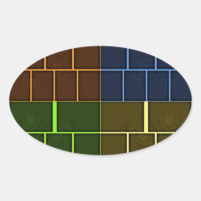 Beautiful Amazing Rainbow Colour Geometrical Desig Oval Sticker (Front)