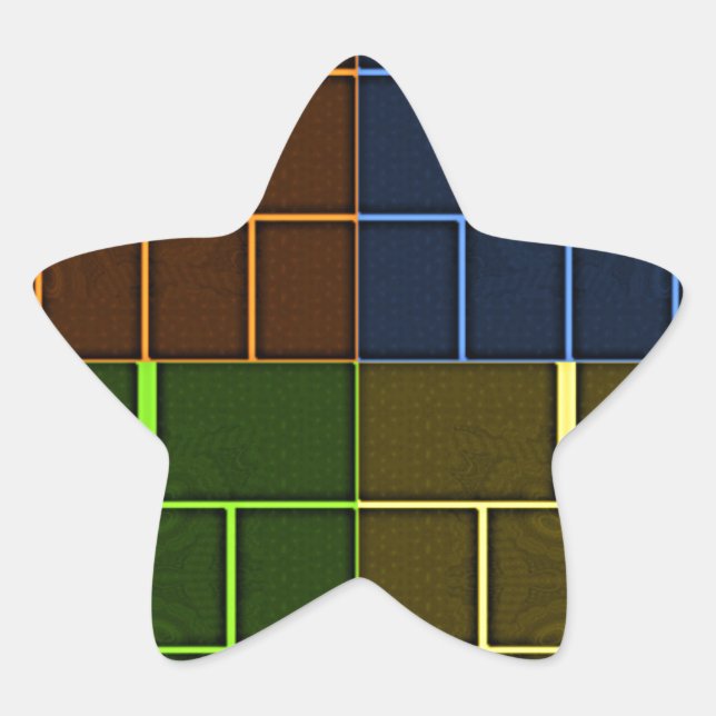 Beautiful Amazing Rainbow Colour Geometrical Desig Star Sticker (Front)