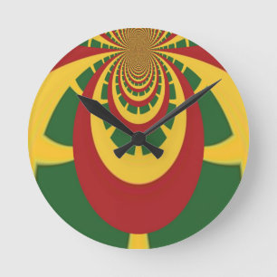 Beautiful Amazing Rasta Colours Art Print Round Clock