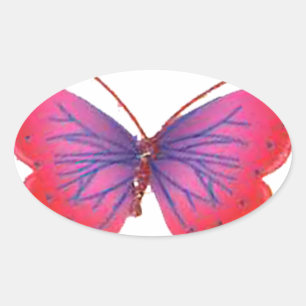 Beautiful Amazing red pink and purple butterfly  Oval Sticker
