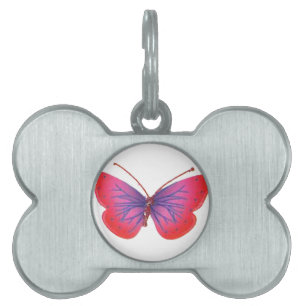 Beautiful Amazing red pink and purple butterfly  Pet ID Tag