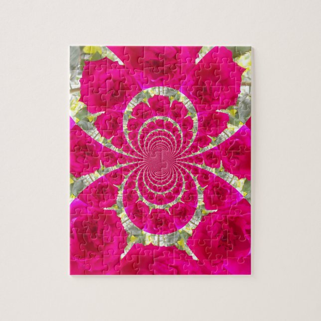 Beautiful Amazing Red Roses Kaleidoscope Pattern Jigsaw Puzzle (Vertical)