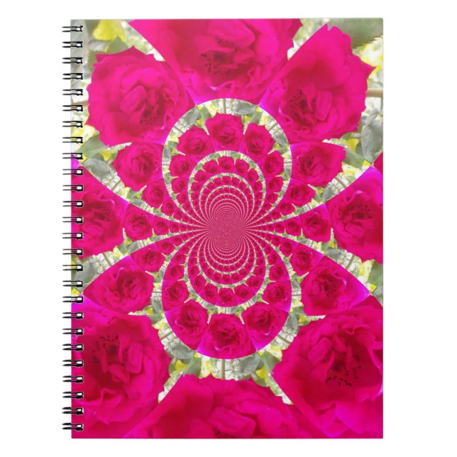 Beautiful Amazing Red Roses Kaleidoscope Pattern Notebook (Front)