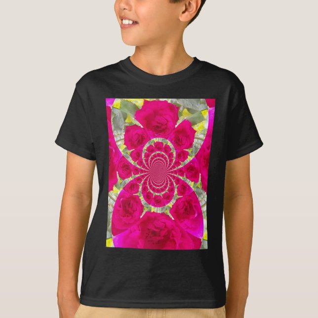 Beautiful Amazing Red Roses Kaleidoscope Pattern T-Shirt (Front)