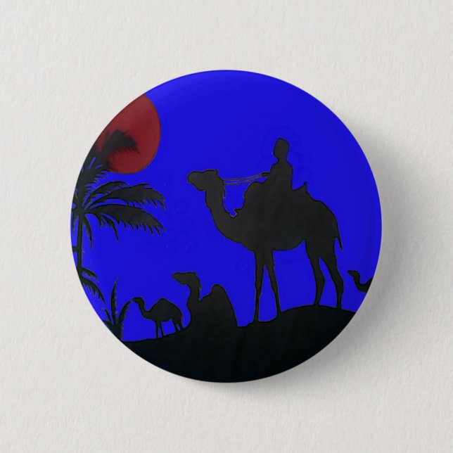 Beautiful Amazing Sunset Camel Safari Art Print 6 Cm Round Badge (Front)
