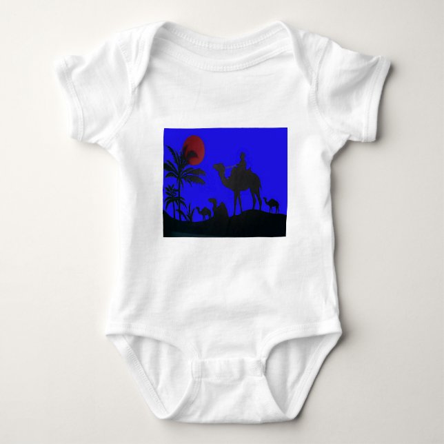 Beautiful Amazing Sunset Camel Safari Art Print Baby Bodysuit (Front)
